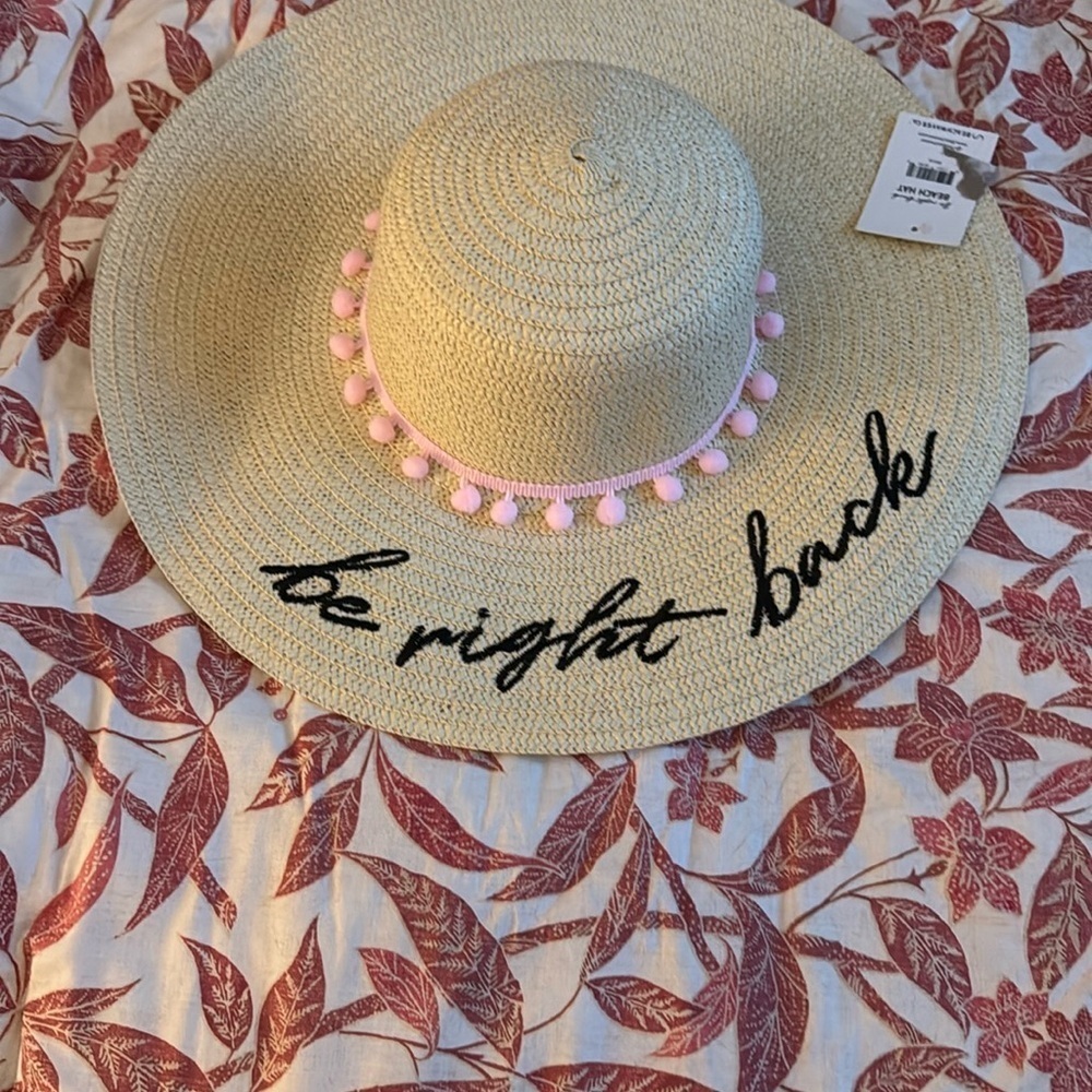 The Beachwaver Co. Straw Hat with Pink Accents